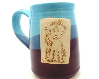 Handmade Pottery Mug blue and skuy blue