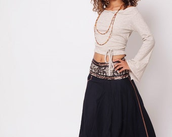 Bohemian Skirt , Boho Skirt , Bohemian Clothing , Black Gypsy Skirt , Long Skirt , One Size