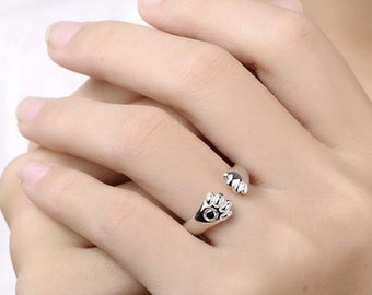 Dainty Cat Paws Ring - Minimalist - Cat Lovers - Adjustable - 925 Sterling Silver #ST05