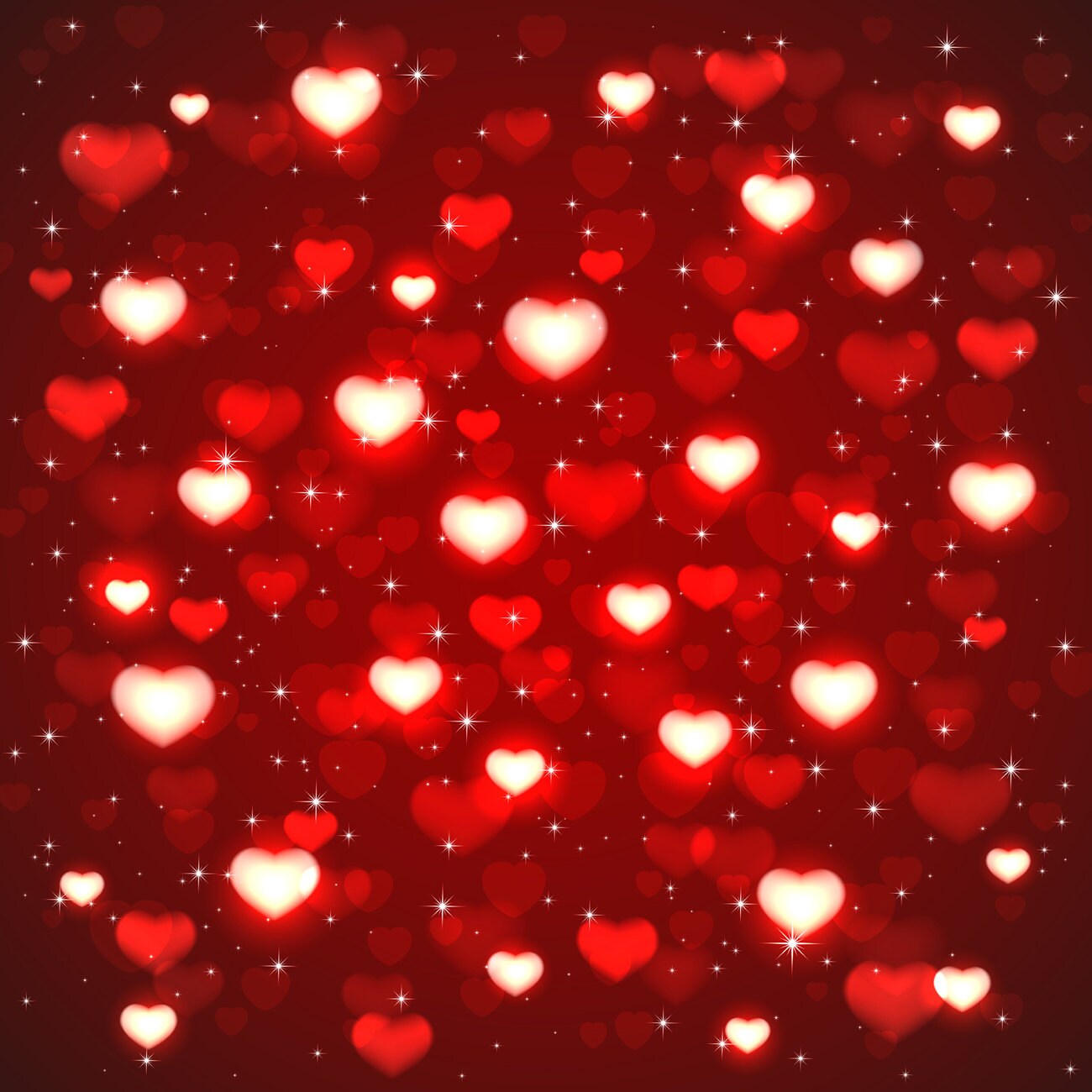 Valentine Backdrop - Red Heart Shape Sequin, Sparkle, Bokeh - Printed