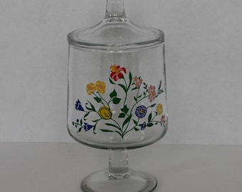 Vintage Floral Glass Apothecary Display Jar Candy Jar