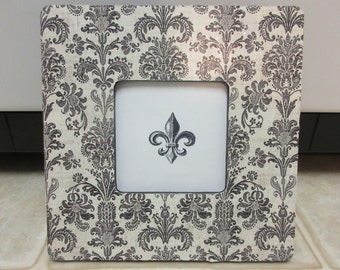 Wood Picture Frames-Damask Fleur De Lis Picture Frame