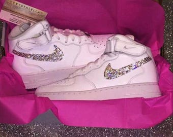 Nike Air Force 1's Swarovski Crystallised in Certifed Silver/Clear Swarovski Crystals