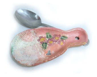Spoon Holder, pottery spoon holder, utensil rest,clay spoon rest, kitchen wares,decorative ceramic #10