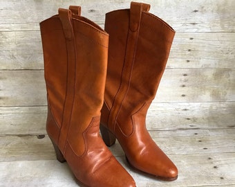 Vintage Brown Leather Boots - Women's Size 5 - 5b - B - Riding Boots - Simple Boot