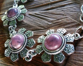 Rhodonite, silver bracelet: stone of encouragement and emotional balance