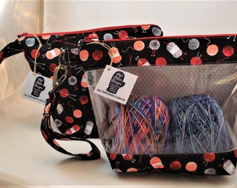 Knitting Project Bag, Zippered Project Bag, Knitting Wedge Bag, Yarn Tote Bag, Yarn Bag, Knitting bag, Yarn Balls