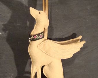 Fawn Sitting Whippet / Greyhound Angel Decoration