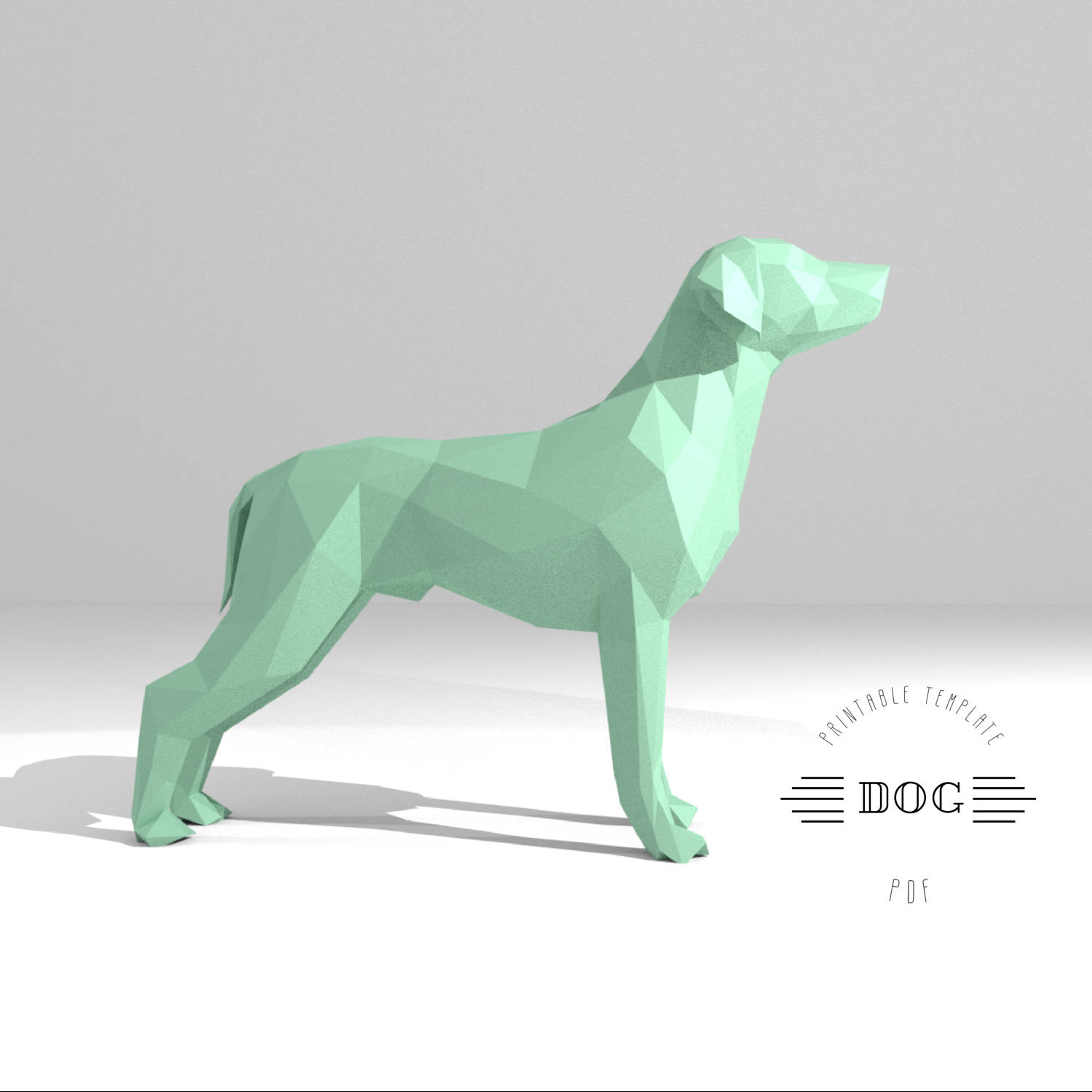 Printable DIY template PDF Dog low poly paper model Printable DIY template PDF Dog low poly paper model