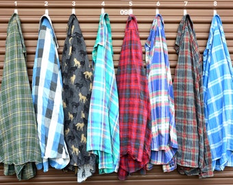 Buy-Two-Get-One-Free XL Vintage Flannel Shirts 90s, 80s, 70s Oversized Extra Large Flannels, Distressed Worn Retro Flannel Shirt - Unisex XL