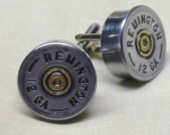 Shotgun Shell Cufflinks Remington 12 Gauge Nickel Best Man Wedding Cufflinks