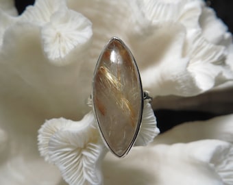 Golden Rutile Agate Ring Size 9