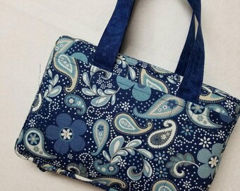 Bible Cover Custom Fit Blue Paisley Your Bible Measurements Required