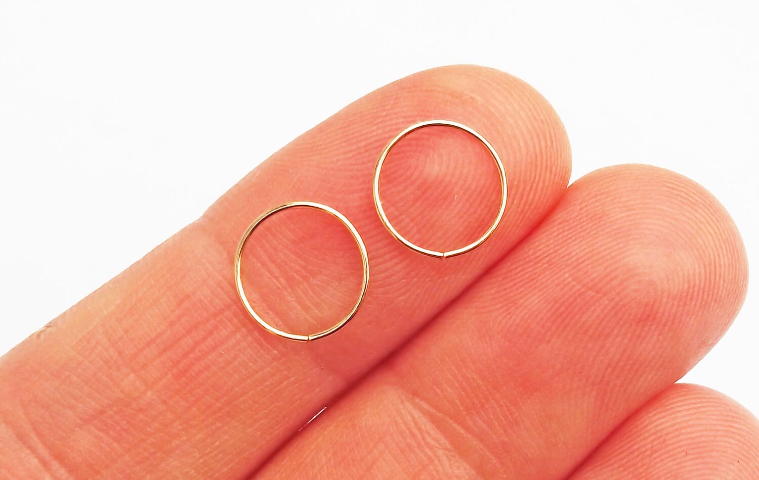 14K Gold Cartilage Hoop Earrings 24 Gauge Gold Hoops Solid