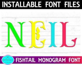 Fishtail Monogram Font, TTF Files Silhouette Cameo and Cricut Files