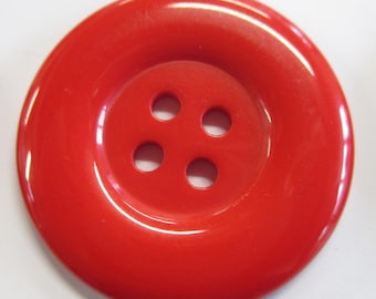 6 Large Red Buttons | Red Large Button | Red Buttons | Plastic Red Buttons | 33 mm Red Buttons | Statement Red Buttons