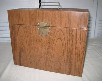 vintage Ballanoff Metal File Box in Faux Bois finish