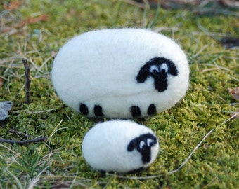 Felted Soap, Wool, Sheep & Lamb Black White, Easter Lamb