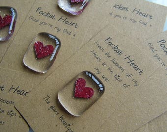 fathers day gift keepsake pocket heart fused glass