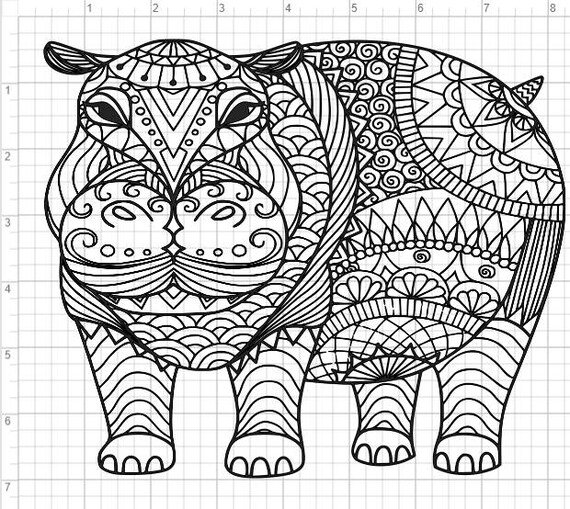 Download Mandala Style Hippo SVG PDF EPS Dxf & Studio 3 Cut Files