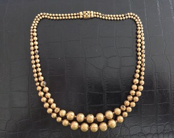Vintage Art Deco Brass Bead Choker Necklace