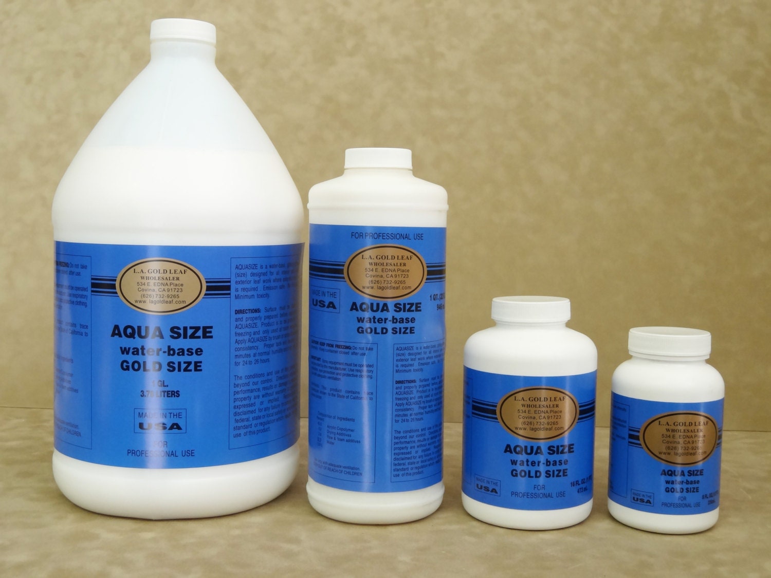 L.A. GOLD LEAF Aqua Size Adhesive 1Gallon 1Quart