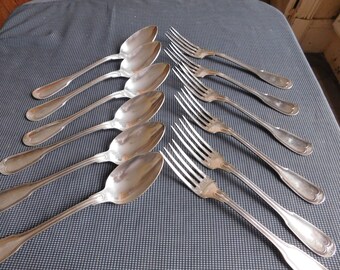Argental six cutlery forks cuillères(6+6) silver threads