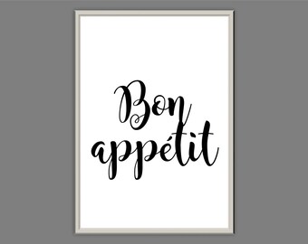 Bon Appétit // Kitchen Print // Dining Room// Typography Print // Home Decor // Wall Art // A3 A4 A5