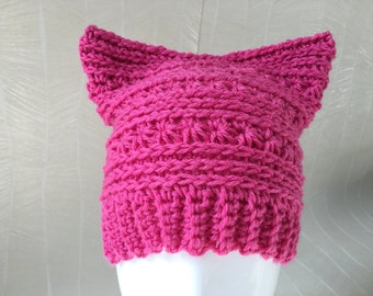 Pink cat hat, child, toddler and adult size