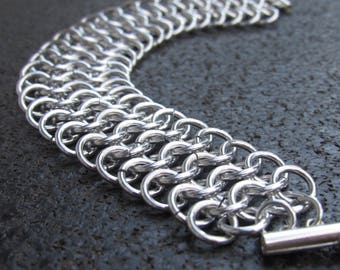 Aluminum European 4-1 Chainmail Bracelet, Cosplay Bracelet, Medieval Costume Jewelry, Chain mail jewelry, chainmaille bracelet
