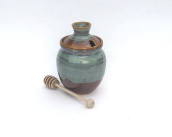 Honey Pot with Dipper - Ponderosa Glaze