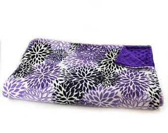 Minky "Blooms Indigo" Baby Blanket- Made To Order