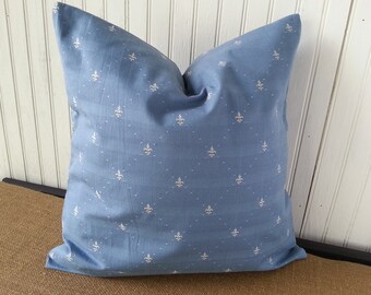 Fleur de Lis Pillow - Fleur de Lis Decor - Fleur de Lis Gift - French Pillow - Blue Pillow - Embroidered Fleur de Lis - French Country