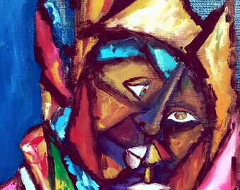 Original acrylic painting with an easel.