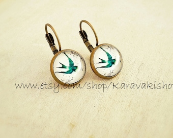 Swallows - Drop swallow bird earrings - Swallow earrings - Bird jewelry - Spring fashion - Gift for her - Spring gift- Trending looks