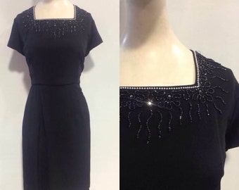 50s Embellished Black Dress