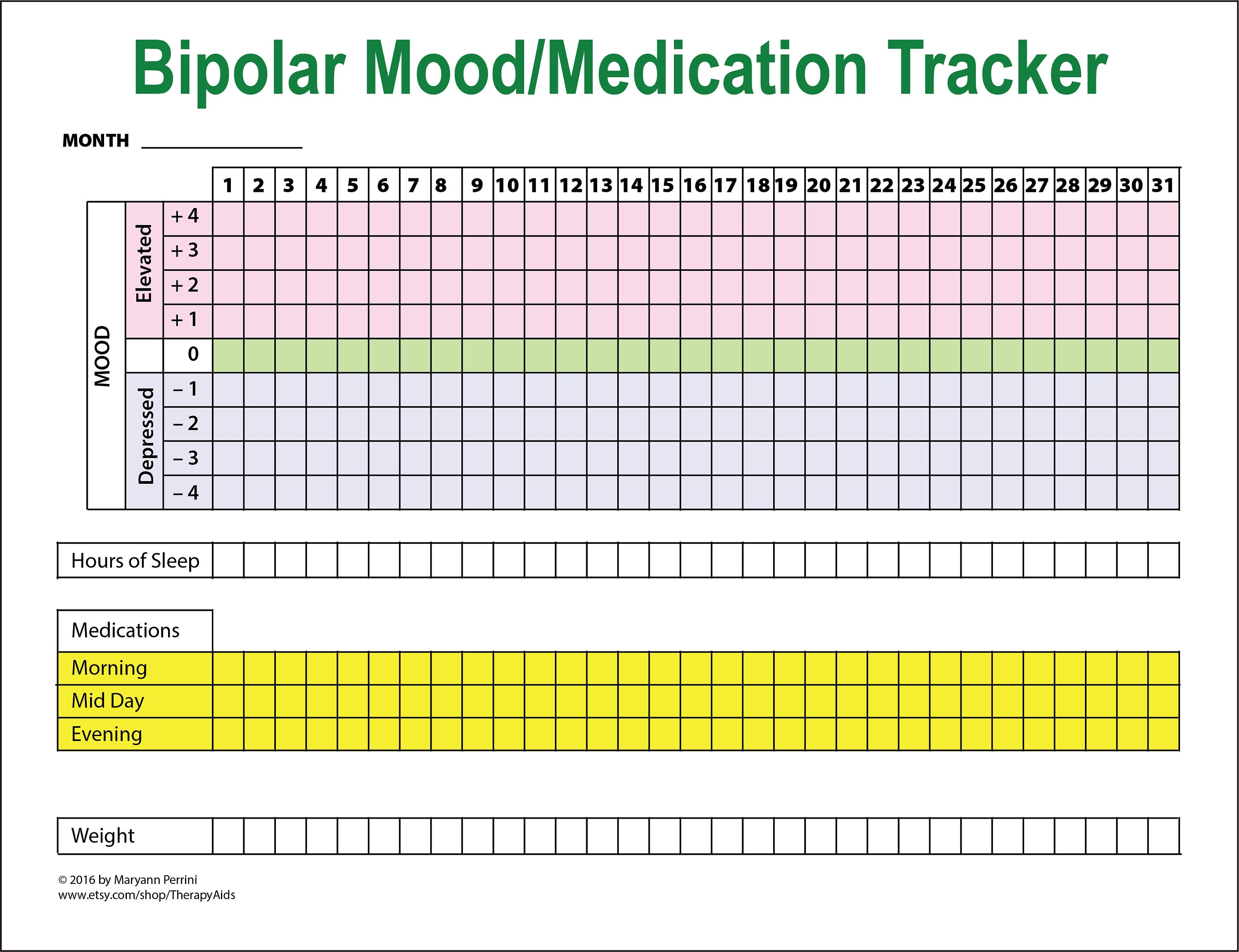 Bipolar Mood Tracker Printable Pdf