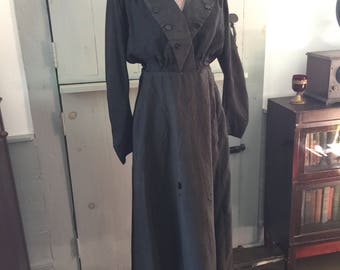 Vintage Edwardian two piece cotton black dress
