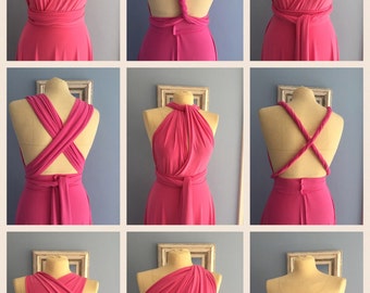 Bridesmaid dress Infinity dress Wedding Multiway dress Convertible dress stretch lycra pink Infinity Bridesmaid dress Maxi FREE tube top