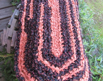 Crocheted Black & Orange Rag Rug CP72