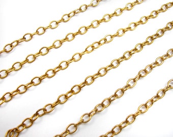 Vintage Orange Brass Brass Cable Chain (8 Feet) (C667-B)