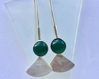 Sterling Silver and Green Onyx drop earrings