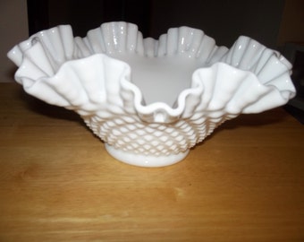 Fenton milk glass hobnail bowl