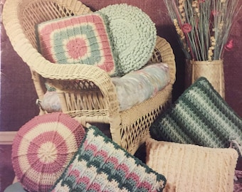 Crocheted Pillows from Leisure Arts Leaflet 838 Six Designs Worsted Weight yarn
