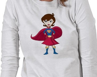 Super Mom T-Shirt - Graphic Tee - Womens Long Sleeve Cotton Tee