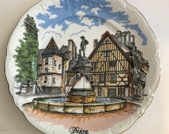 The city of Dijon porcelain decorative plate