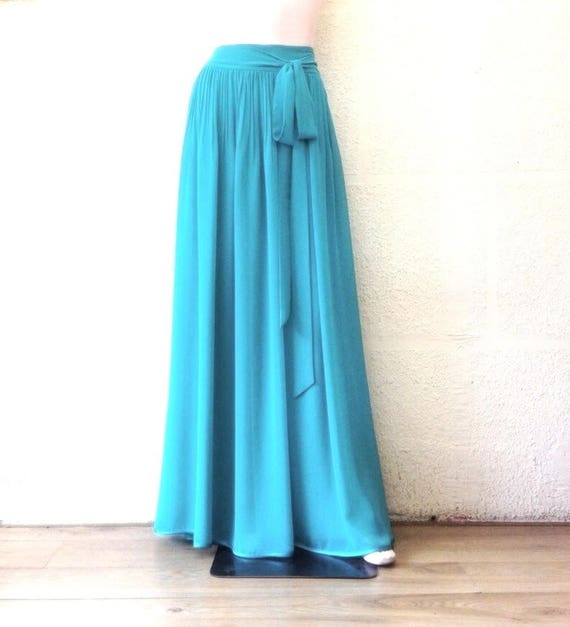 Sky Blue Maxi Skirt. Long Evening Skirt. Chiffon Floor Length
