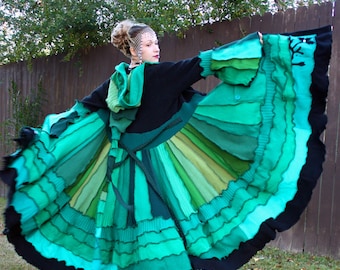 Recycled Sweater Coat with a Medieval Liripipe Hood by SnugglePants- Custom- Shades of Green