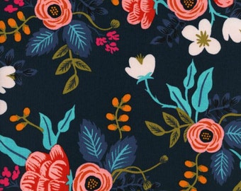 Cotton + Steel - Rifle Paper Co. - Les Fleurs - RAYON Birch Floral in Navy