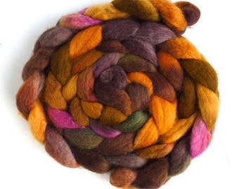 BFL Wool Roving - Hand Painted Spinning Fiber, Weathered